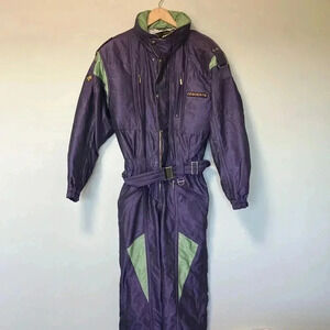 Descente vintage  purple green ski suit with belt
